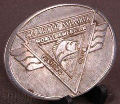 Vtg North American Fishing Club Charter Member Belt Buckle-24K Gold &amp; Rh... - $21.74