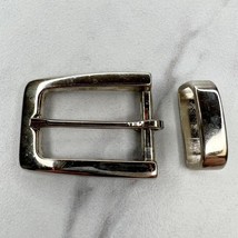Silver Tone Simple Basic Belt Buckle with Keeper - £5.50 GBP
