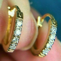 0.80Ct Redondo Imitación Diamante Huggie Aro Pendientes Mujer Oro Amarillo Baño - £131.66 GBP