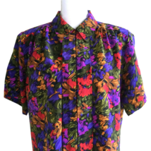 Vintage 80s IMPRESSIONS OF CA Abstract Colorful Blouse W Shoulder Pads 12 - $27.64