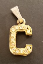 Vintage Gold Tone Initial C Pendant with 13 Crystals - £4.77 GBP