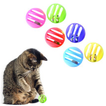 6X Plastic Balls W/ Bells Cat Toys Kitten Puppy Chase Round Play Rattle ... - $20.99