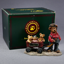 Boyds Bears Rollin Along 227727 Dad Pulling Red Wagon Bearstones Figurine  - $14.95