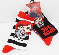 2 PC RED SONJA ADULT CREW SOCKS 6-12 - COMIC BOOK CHARACTER NEW STYLE#1 - £5.46 GBP