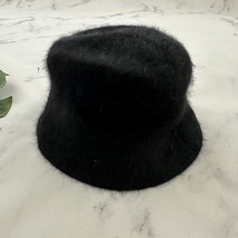 Vintage Unbranded Y2k Fuzzy Bucket Hat One Size Black Angora Blend Knit - $496.99 MXN