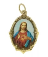 Sacred heart of JESUS Medal Gold-Tone Catholic Sagrado Corazon de Jesus ... - £9.32 GBP