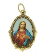 Sacred heart of JESUS Medal Gold-Tone Catholic Sagrado Corazon de Jesus ... - $16.29 CAD