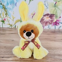11&quot; Bear in Bunny Costume Plush Easter Yellow Rabbit Teddy Kids of America - £14.69 GBP