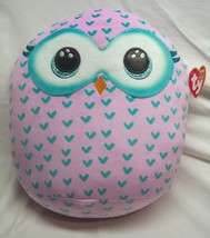 TY Squish-A-Boos PINK &amp; TURQUOISE WINKS THE OWL 13&quot; Plush STUFFED ANIMAL... - $24.74