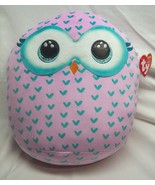 TY Squish-A-Boos PINK &amp; TURQUOISE WINKS THE OWL 13&quot; Plush STUFFED ANIMAL... - $457.31 MXN