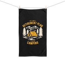 Funny Camping Retirement Plan Hand Towel Nature Wilderness Mountains Dec... - £14.78 GBP