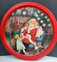 VTG Santa&#39;s Christmas W Kids tin tray Design Vintage 1985 Box 4 - £7.03 GBP
