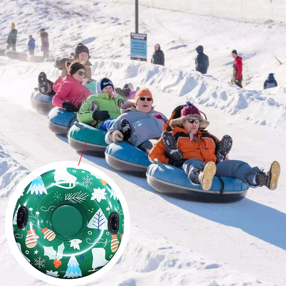 Inflatable Snow Tube Round Ski Ring PVC Snow Sled Winter Outdoor Toys for Kids - £34.70 GBP