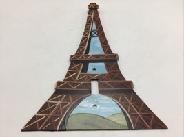 Eiffel Tower Light Switch Plate Cover Paris Hand Painted Metal Large 10&quot; France - £25.84 GBP