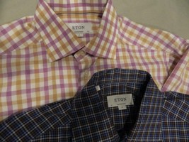 2 Eton Shirts Dress Shirt Contemporary Fit 39 15 1/2 Medium mint - £77.70 GBP