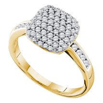 14k Yellow Gold Womens Round Pave-set Diamond Square Cluster Ring 1/2 Cttw - £638.68 GBP