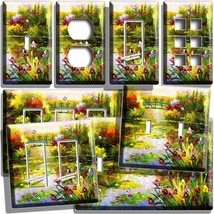 Impressionism Art Irises Pond Park Bridge Painting Lightswitch Outlet Wall Plate - £12.83 GBP+