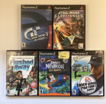 PS2 Playstation 2 Lot of 5 Video Games Gran Turismo Star Wars Tiger Woods PGA - $14.84