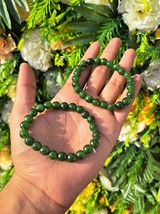 Wholesale Lot 5 Pcs Green Jade 23beads 8mm 7.5” Crystal Stretch Bracelets - £87.25 GBP