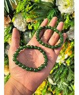 Wholesale Lot 5 Pcs Green Jade 23beads 8mm 7.5” Crystal Stretch Bracelets - £88.48 GBP