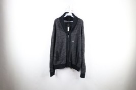 New Express Mens Size XL Striped Knit Full Zip Shawl Cardigan Sweater Black - £46.68 GBP