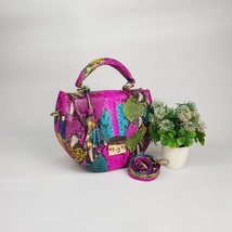 Python Leather Handbag Clutches Size S Woman Bag Color Black, Brown, Pink, - £121.25 GBP