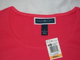 Macy&#39;s Karen Scott Woman&#39;s Coral Pink Short Sleeve Scoop Neck Top T-Shirt Small - £15.95 GBP