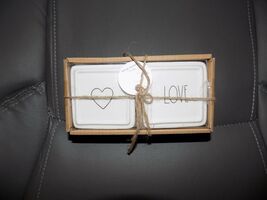 Rae Dunn Heart- Love Jewelry Box White Set of 2 Ceramic NEW - $31.15