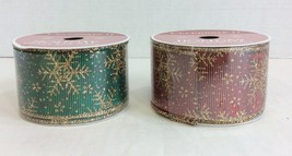 Lot of 2 Rolls Holiday Wire Edge Ribbon 2.5&quot;x 10 Yd Red Green Metallic - $13.98