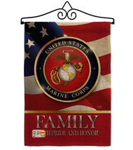 US Marine Family Honor Burlap - Impressions Decorative Metal Wall Hanger Garden  - £29.55 GBP