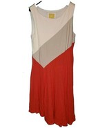 Anthropologie Maeve Dress L Sleeveless Colorblock Ivory Orange Fit Flare... - $30.18 CAD