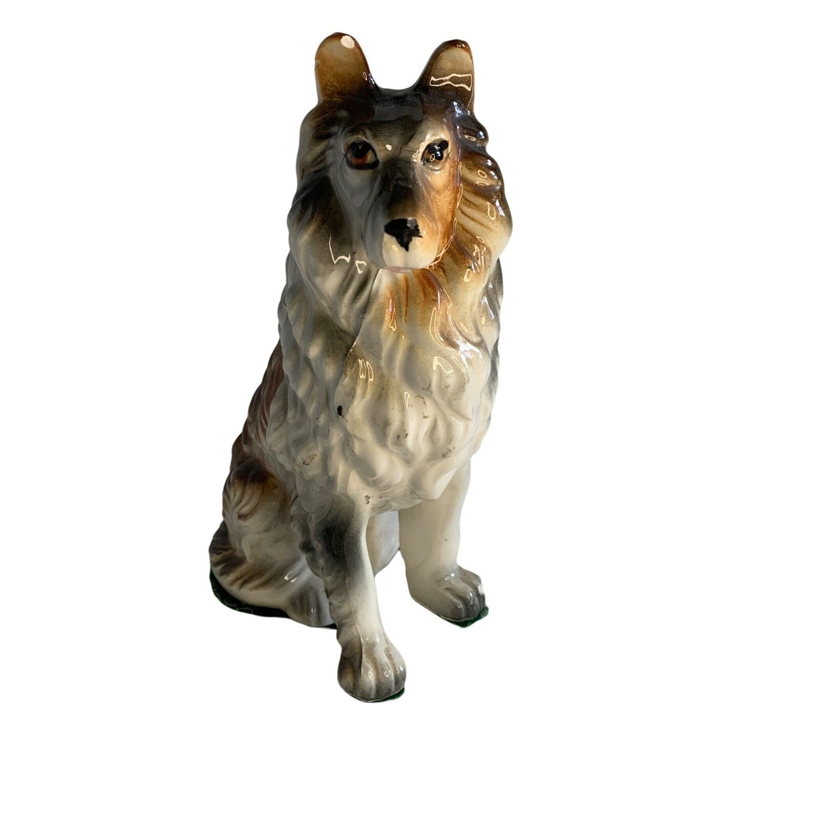 Vintage Ceramic Collie Dog figure 7.5 inch tall - $15.21