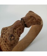 Vintage Kissing Cheetahs Animal Carved Wooden Bangle Bracelet African Sa... - $37.99 CAD