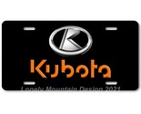 Kubota &amp; Logo Inspired Art Orange on Black FLAT Aluminum Novelty License... - $17.99