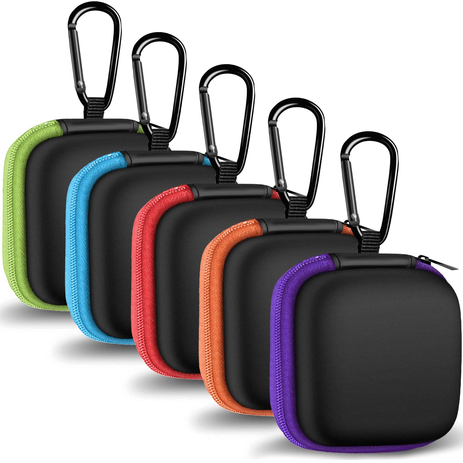 MOLOVA 5Pack Square Earbud Case Portable EVA Carrying Case Storage Bag Cell Pho