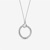 S925 Sterling Silver Pandora Moments Small O Pendant Necklace,Gift For Her - £17.36 GBP