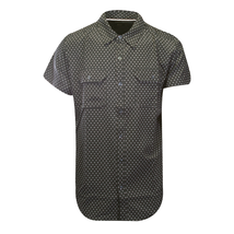 Kenneth Cole Men&#39;s Black Shirt Dotted 2 Pockets Woven Short Sleeve (S06) - £16.08 GBP