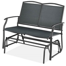 2 Seat Mesh Patio Loveseat Swing Glider Rocker with Armrests in Charcoal - $3,877.91 MXN