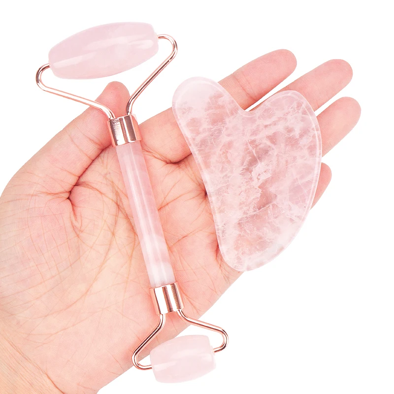 2Pcs  Rose Mage Face Roller Gua Sha d Set Jade Facial Lifting Beauty Slimming Ro - $103.95