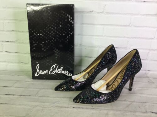 Sam Edelman Margie Black Iridescent Sequined Pumps Heels Shoes Womens Size 6.5 - £68.52 GBP