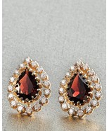 Smithsonian Victorian Garnet Pierced Earrings FREE SHIPPING! - $74.99