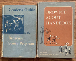 Vintage 1950s Leader&#39;s Guide to the Brownie Scout Program + Handbook Hardcovers - £9.40 GBP