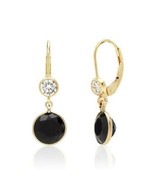 2.20Ct Round Cut Black CZ Drop Dangle Earrings Yellow Gold-Plated Silver - £93.76 GBP