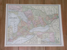 1896 Original Antique Map Of Ontario / Verso Manitoba / Canada - £17.45 GBP