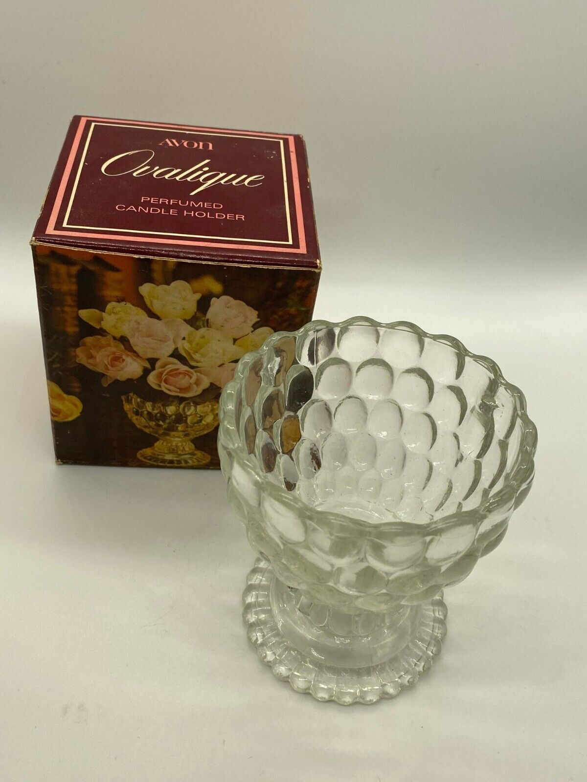 Primary image for Vintage Avon Ovalique Crystal Candleholder in Box