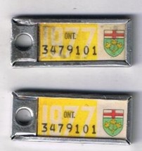 1977 Ontario Canada War Amps Mini License Plates Mail Car Key Return Tags - £7.16 GBP