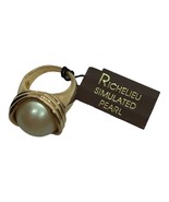 Vintage Ring Simulated Faux Pearl Gold Tone 5.5 Richelieu hang tag - £10.89 GBP
