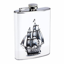Vintage Pirate Ship D3 Flask 8oz Stainless Steel Hip Drinking Whiskey - £11.65 GBP