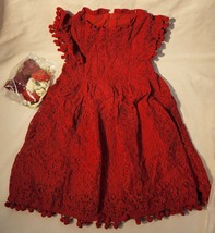 BGFKS Baby Girl Tutu Dress Elegant Lace Pom Pom w/Flower - Wine Red, Size 4T - £15.97 GBP