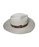 Womens BCBG Max Azria Basketweave Wide-Brim Woven Sun Hat Faux Snakeskin... - $21.77